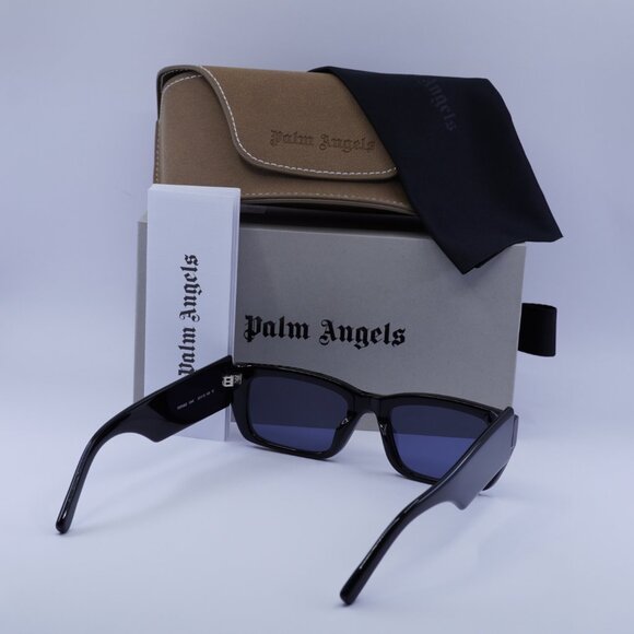 Palm Angels PERI002 PALM 1045 Sunglasses Black Rectangle Frame, Blue Lenses - Picture 10 of 10